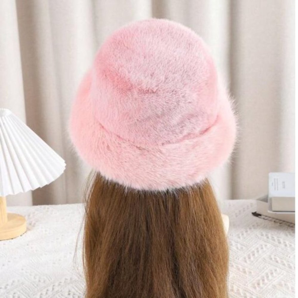 Pink Furry Bucket Winter Hat - Picture 3 of 8